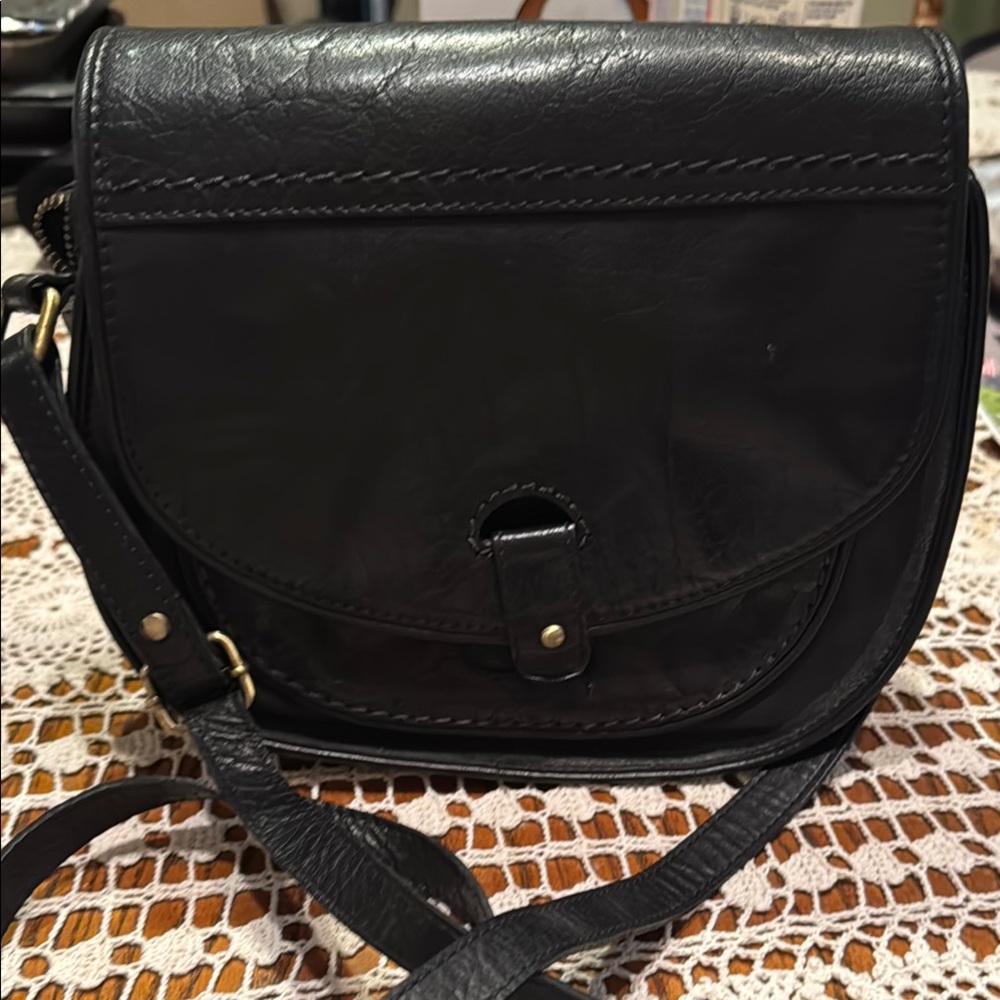 Black Leather DIBA True Crossbody Bag